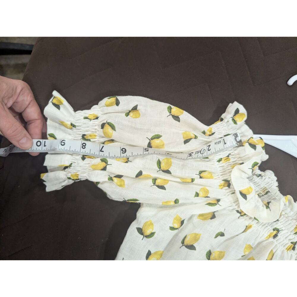 Juniors Louisa Positano cropped white linen top w/lemoncello lemon print size XS - Picture 9 of 10